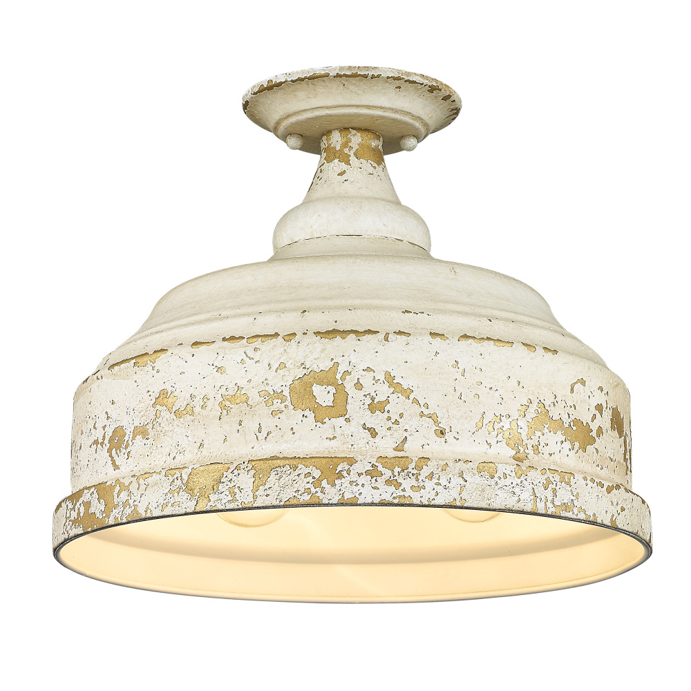 Golden Lighting Keating 3-light Semi-Flush Mount in Antique Ivory